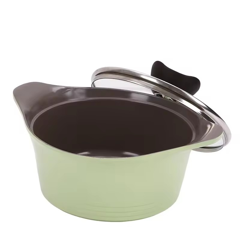Modne, niestandardowe logo, nieprzywierające aluminiowe garnki na zupę z pokrywkami