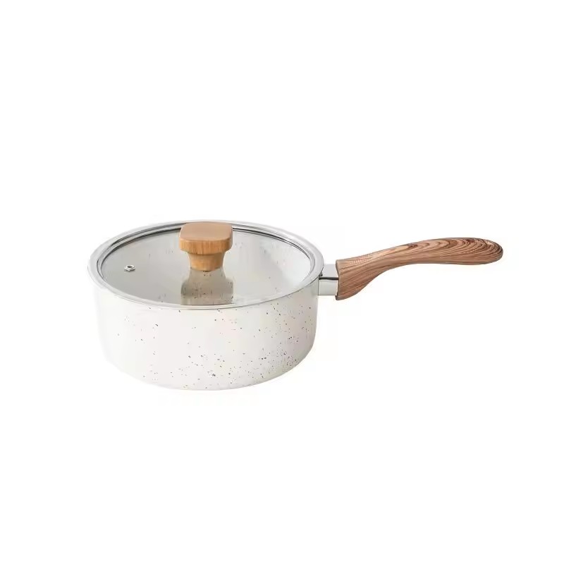 Transgraniczny garnek do smażenia w japońskim stylu, domowy garnek do smażenia ryżu z nieprzywierającym śniegiem, płaski garnek do mleka, dwufunkcyjny garnek do makaronu instant