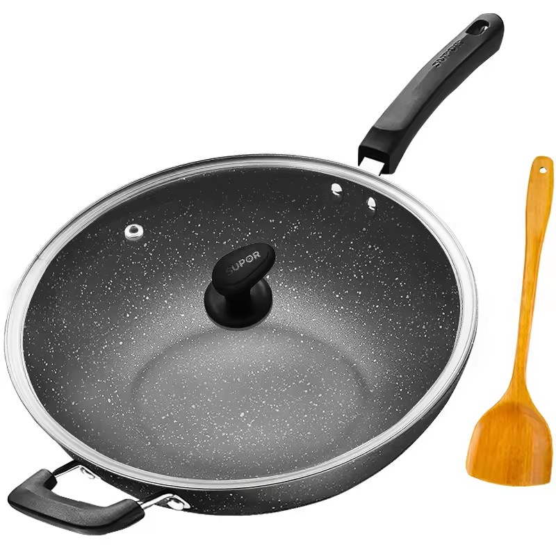 Wok z powłoką nieprzywierającą i wokiem domowym 32 cm z kuchenką indukcyjną i kuchenką gazową